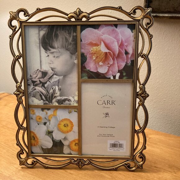 Carr Brushed Gold Scalloped 4 Opening Collage Frame - Picture 1 of 5